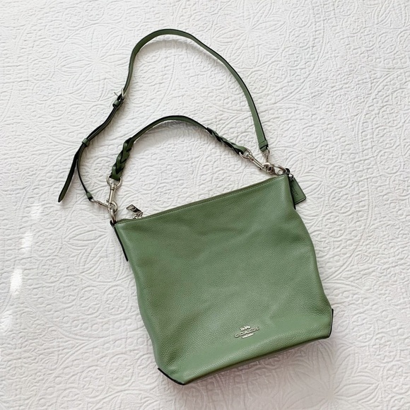 Coach Abby Leather Duffle Tote Bag, Green - Picture 1 of 14